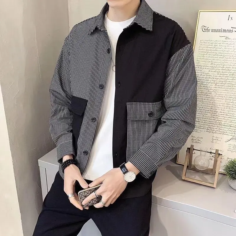 Мужская повседневная приталенная куртка, модная свободная рубашка, пальто JJ806