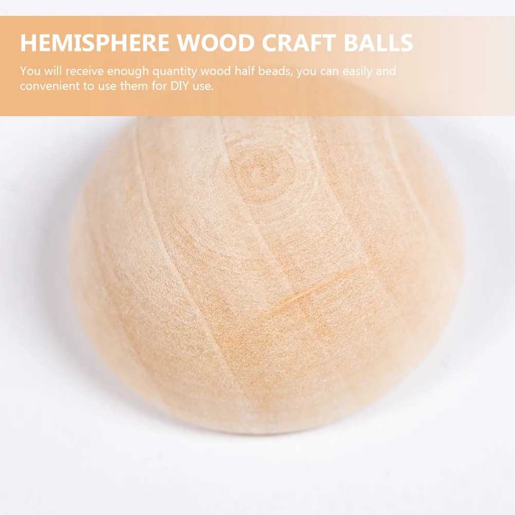 

200pcs Half Wooden Beads Diy Natural Craft Balls For Jewelry Decoration Unfinished Hemisphere Beads Crafts