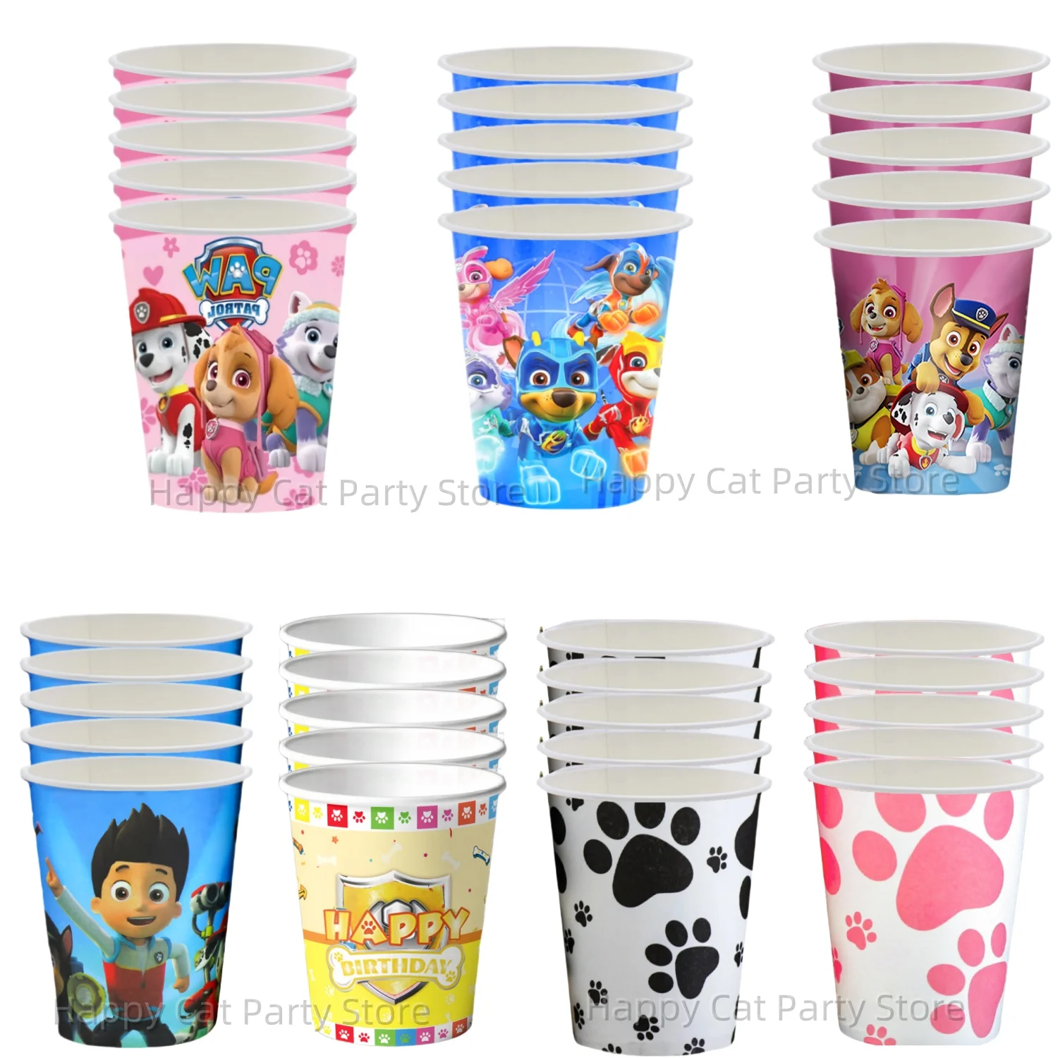 Paw Patrol Party Cup Birthday Party Decor Pink Dogs Skye Disposable Paper Cup Baby Shower Kids Boys Girls Favors Party Supplies