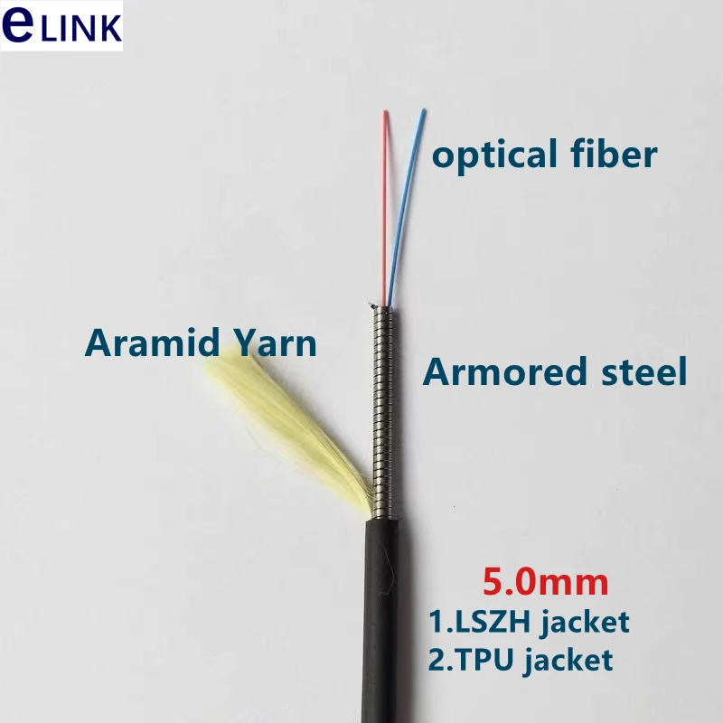 FTTHELINK-Cordon de raccordement blindé 4C, 150m-300m, 4 cœurs, TPU, LSZH, 200m, SM, cavalier de fibre optique étanche extérieur, 4 fibres monomode