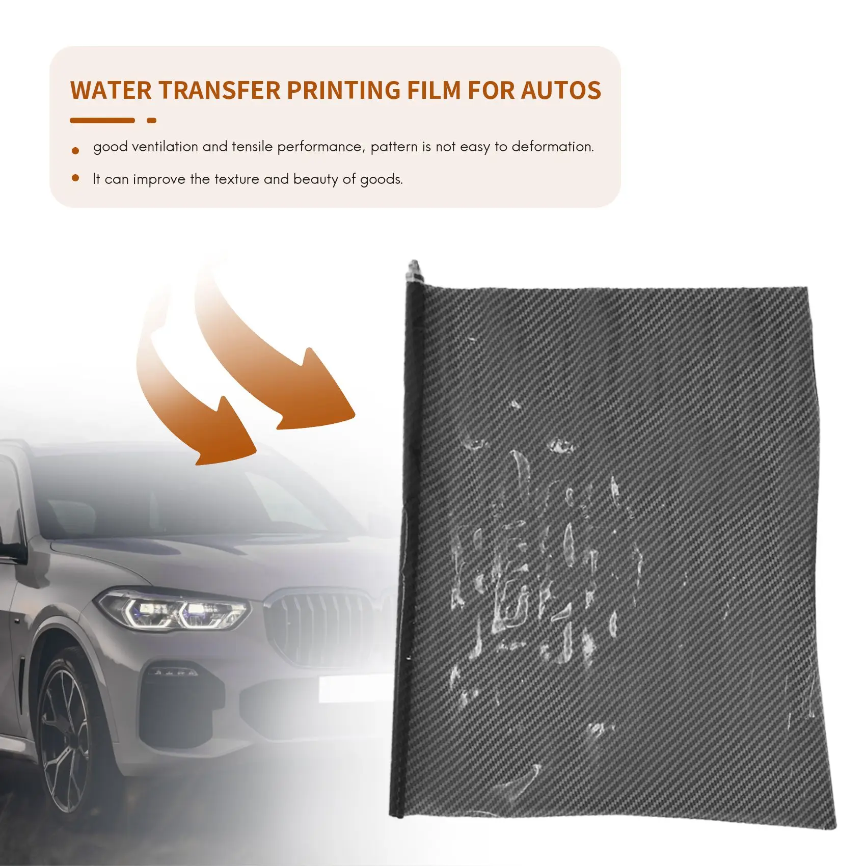 طباعة ألياف الكربون نقل المياه ، غمس فيلم المائية الرسومات المائية ، أسود ، 0.5x2m