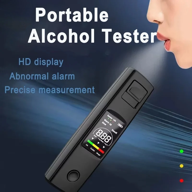 Alcohol Detector Portable Professional High Sensitivity Type-c Charging Breathalyzer Drunk Driving Car Electronic Tool