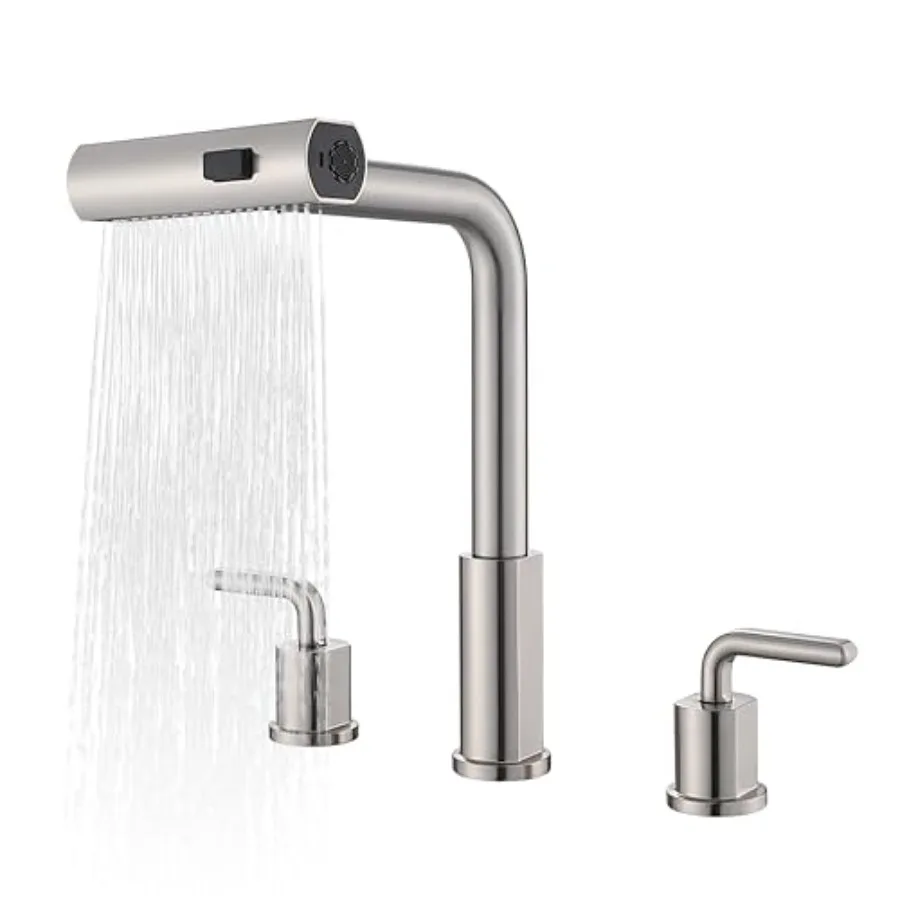 

Kitchen Sink Faucet for 3 Hole with Pull Down Sprayer - 8 inch Two Handle Widespread Kitchen faucets Set with Pull Out Sprayer
