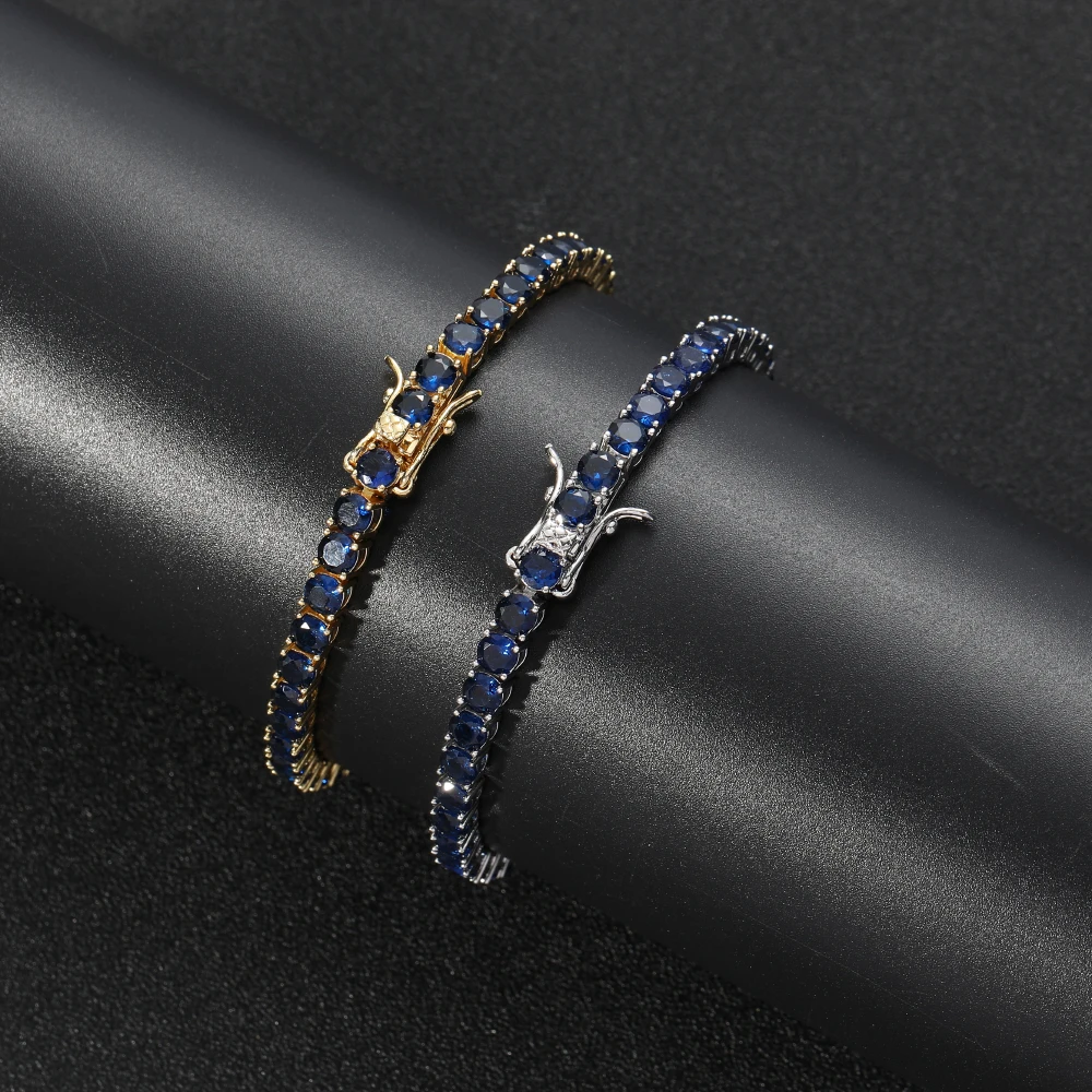 EYIKA Colorful 4MM One Row Iced Out CZ Tennis Chain Bracelet Claw Setting Red Blue Green Purple Zircon Bangle Men Women Jewelry
