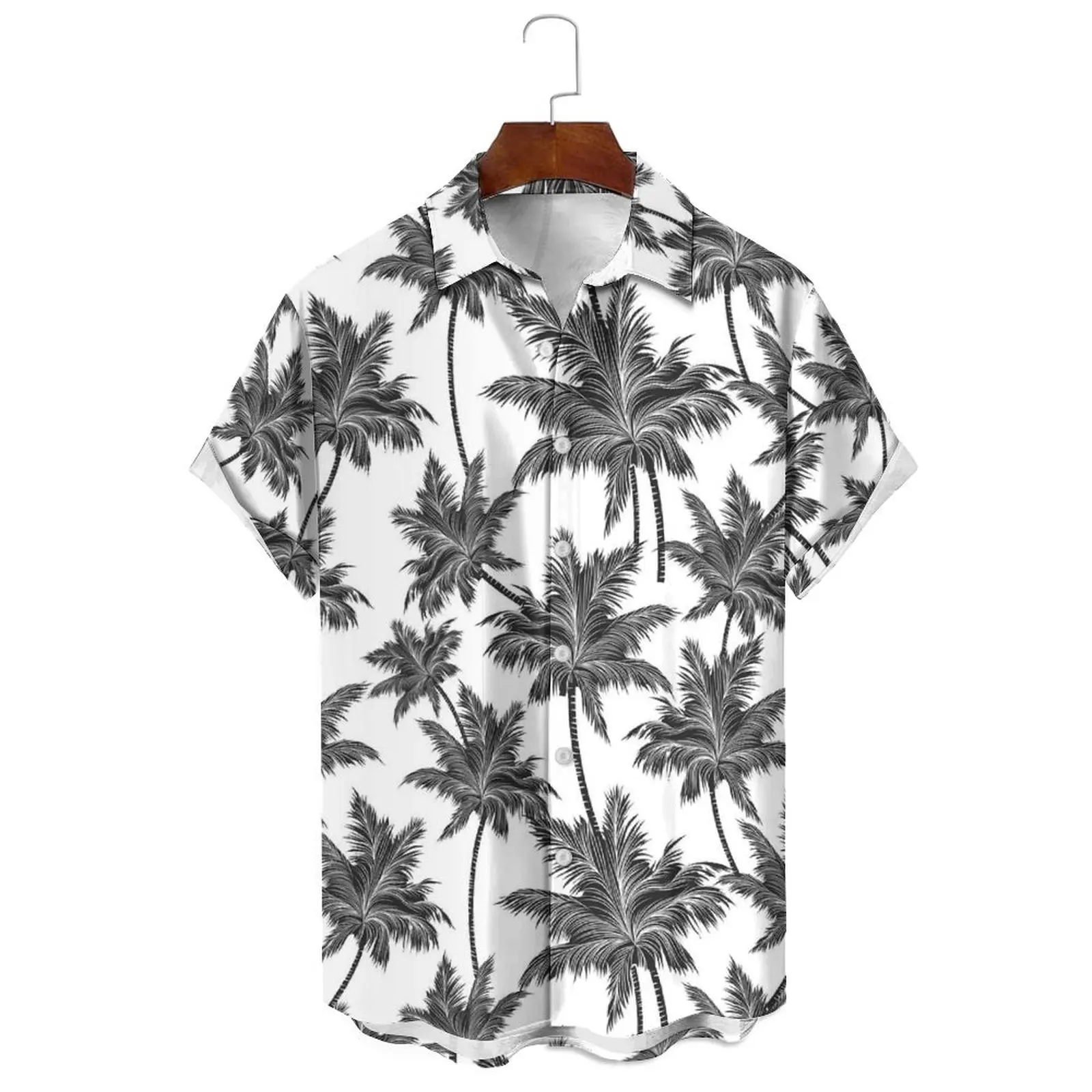 

Men's Street Fashion Summer Everyday Shirt Hawaiian Stripe Print Casual Loose Shirt Short Sleeve Beach Loose Top