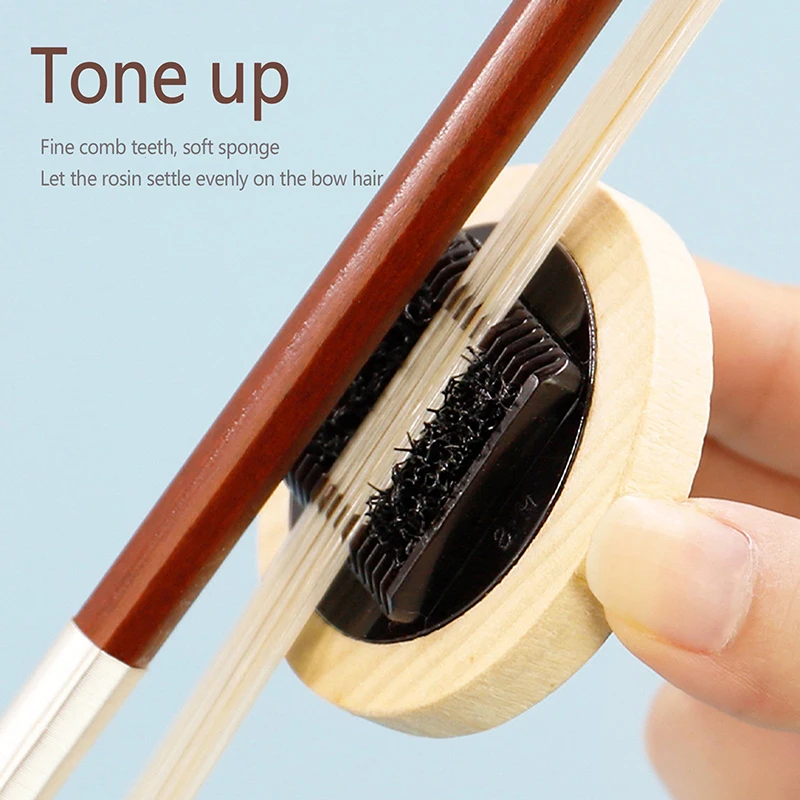 Wood Violin Bow Hair Brush Cleaning Tool 5.9*5.9CM Round Violin Bow Tail Comb Portable Durable Viola Bow Brush Students Use