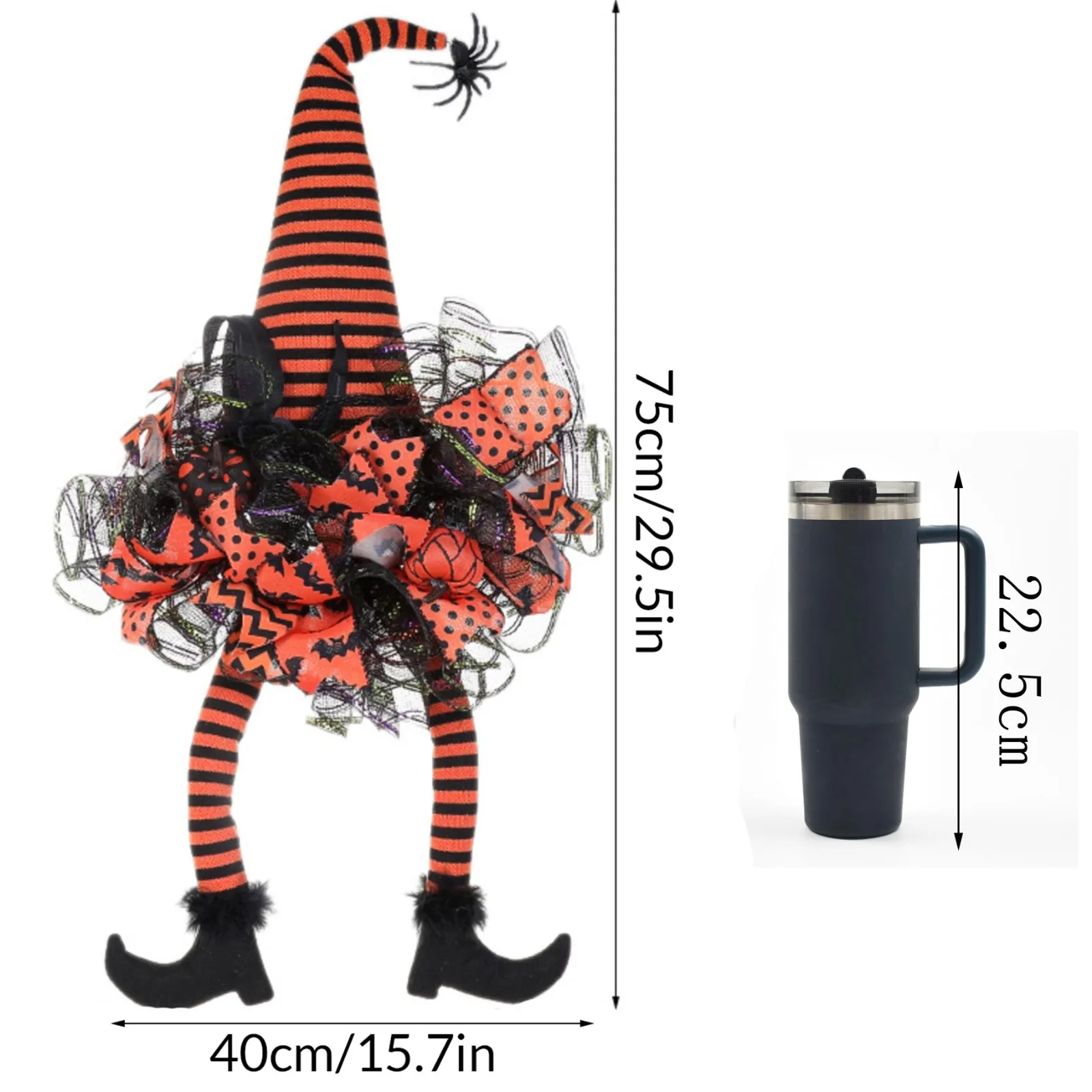 Corona de bruja de Halloween, accesorios decorativos de ambiente festivo, guirnalda colgante de pared para puerta del hogar, suministros, regalos para festivales