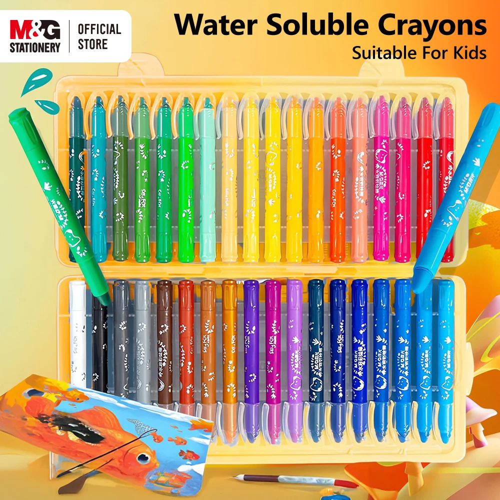 M&G 12/24/36/48 Colors Crayon Set for Kids Student Washable Rotatable Oil Painting Crayon for School Kindergarten