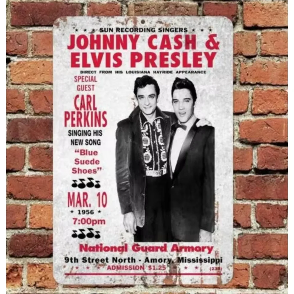 Johnny Cash Elvis Presley Concert Metal Tin Sign 12x8inch 20x30cm  Poster Wall Art Decor Plaque for Home Cafe Bar