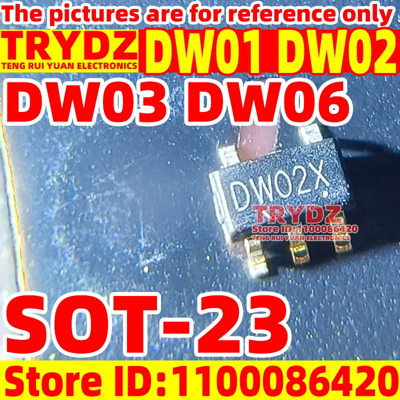 20pcs DW01 DW02 DW03 DW06 SOT-23 2-in-1 lithium battery protection IC chip