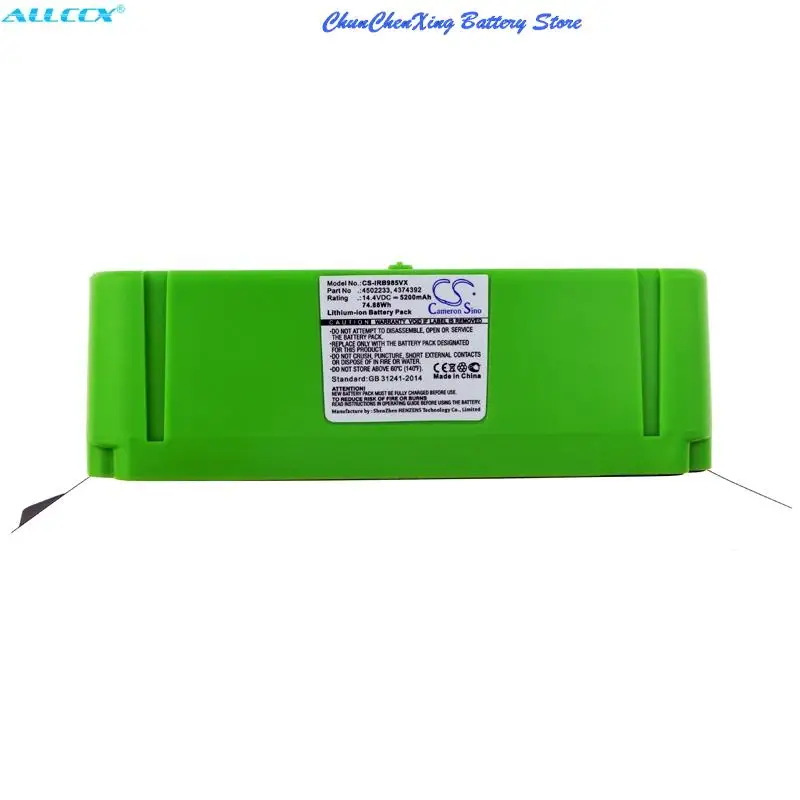 Cameron Sino 5200mAh Battery for iRobot Roomba 696,801,805,850,860,877,890,891,895,896,960,965,980,985