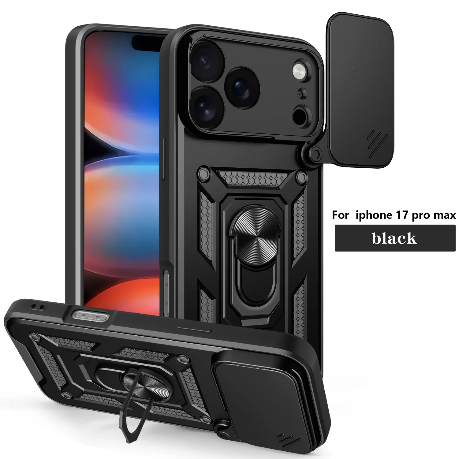 Stoßfeste IPHONE 17 PROMAX Schutzhülle für iPhone 17 Pro Pro Max, Ständer, Schieber, Kameraschutz, robuster Drop