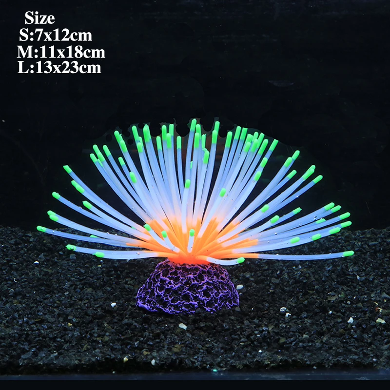 Artificial Silicone Sea Urchin Ball Fluorescent Effect Decoration Aquarium Underwater World Fish Tank Landscape Ornament