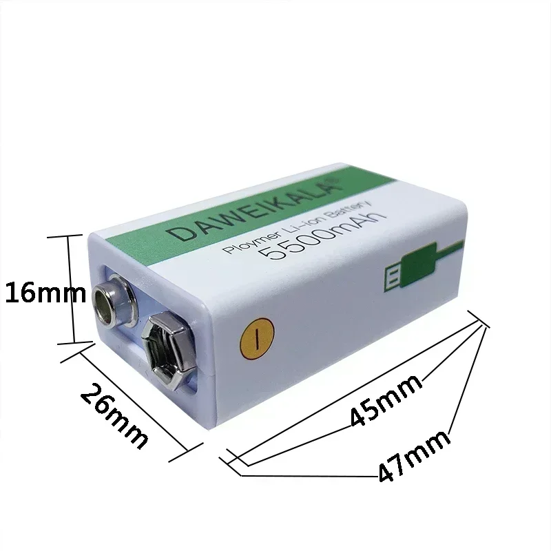 9V battery 5500mAh li-ion Rechargeable battery Type-C Battery 9v for Multimeter Microphone Toy Remote Control fast charging