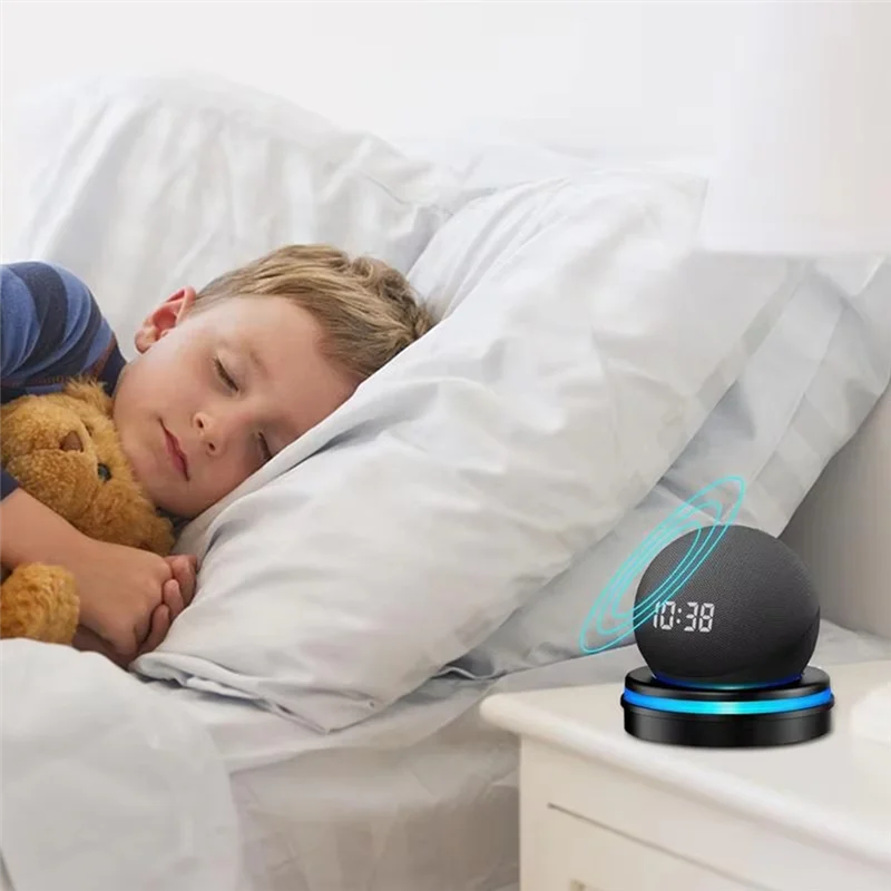 حامل سطح المكتب AA84 لملحقات سماعات المنزل الذكي Echo Dot5/4 المستقرة لتوفير المساحة باللون الأسود