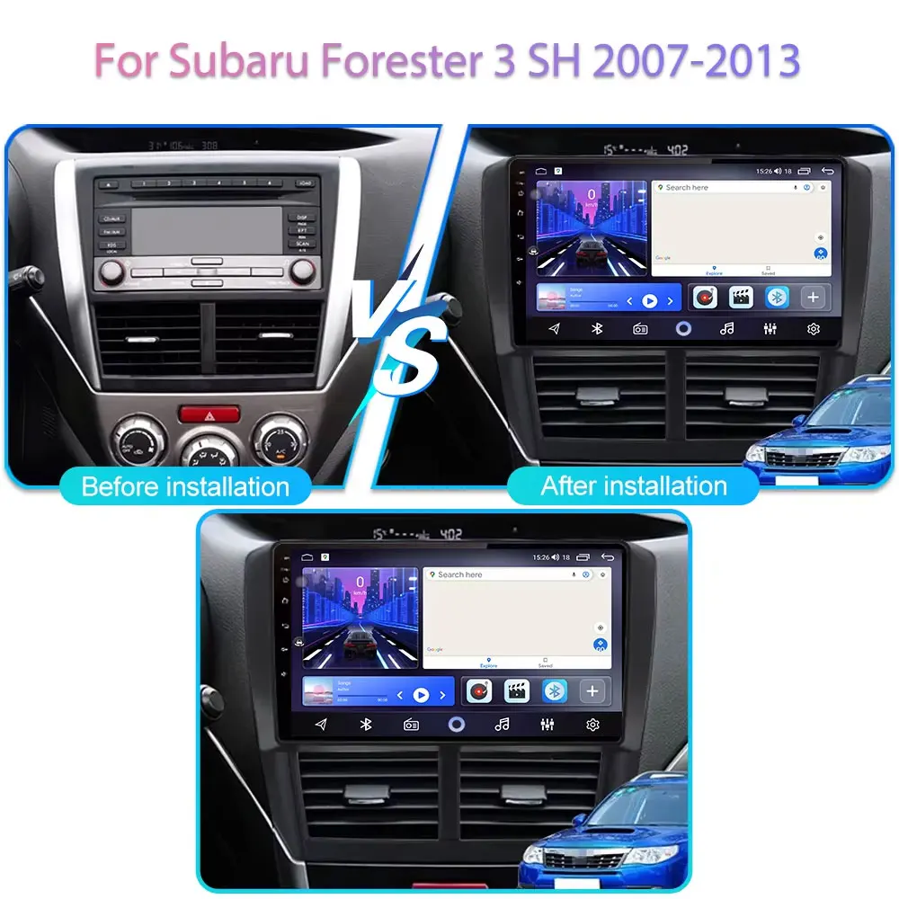 アンドロイド 14 カーラジオ Carplay スバルフォレスター 3 SH 2007 2008 2009 2010 2012 2013 マルチメディアプレーヤー GPS NO 2 DIN ヘッドユニット