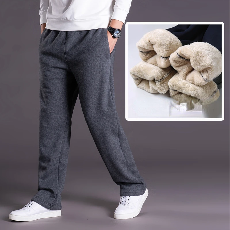 

Winter and Autumn Lambswool Warm Casual Pants Men Fitness Sportswear Bottoms Thick Fleece Trousers Pants Mens Joggers S70