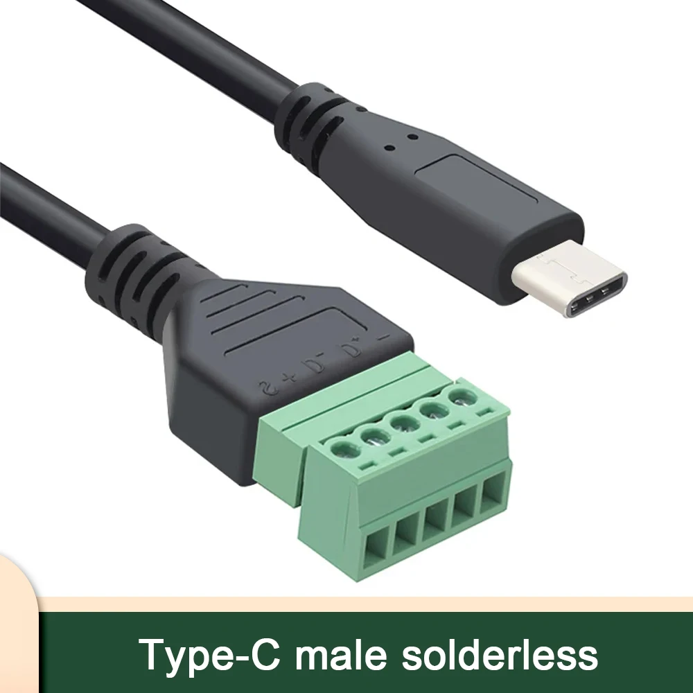 TYPE-C Male Solder-free Connector Data Transmission Charging To 5P Green Wiring Plug Terminal Adapter DIY Interface Remodeling