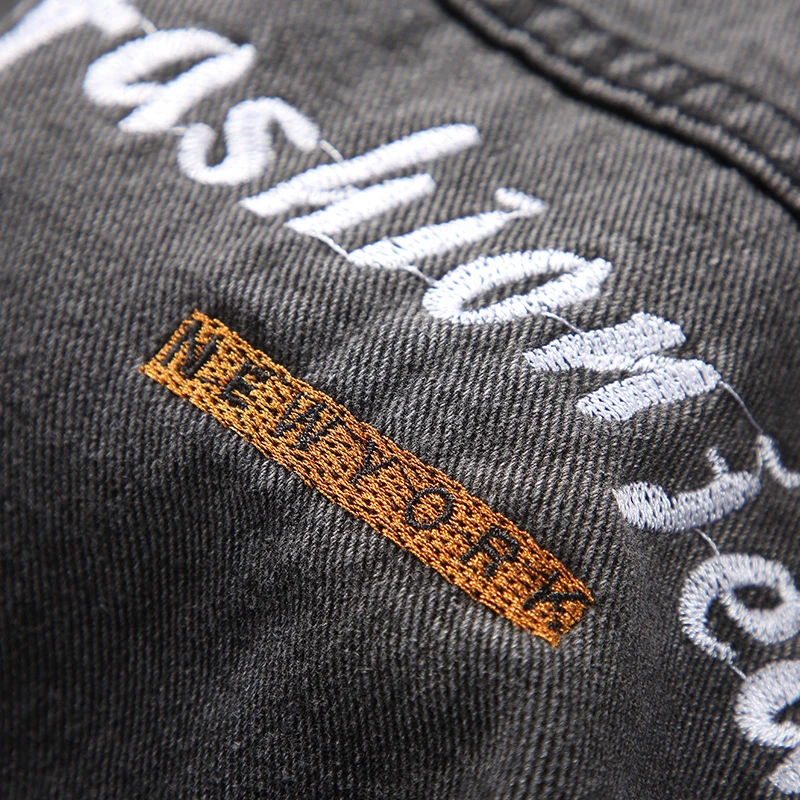 Retro Style Workwear Men Denim Jacket Washed Trend Pilot Coat Fashion Jeans Letter Embroidery Jackets Hip Hop Street Outerwear