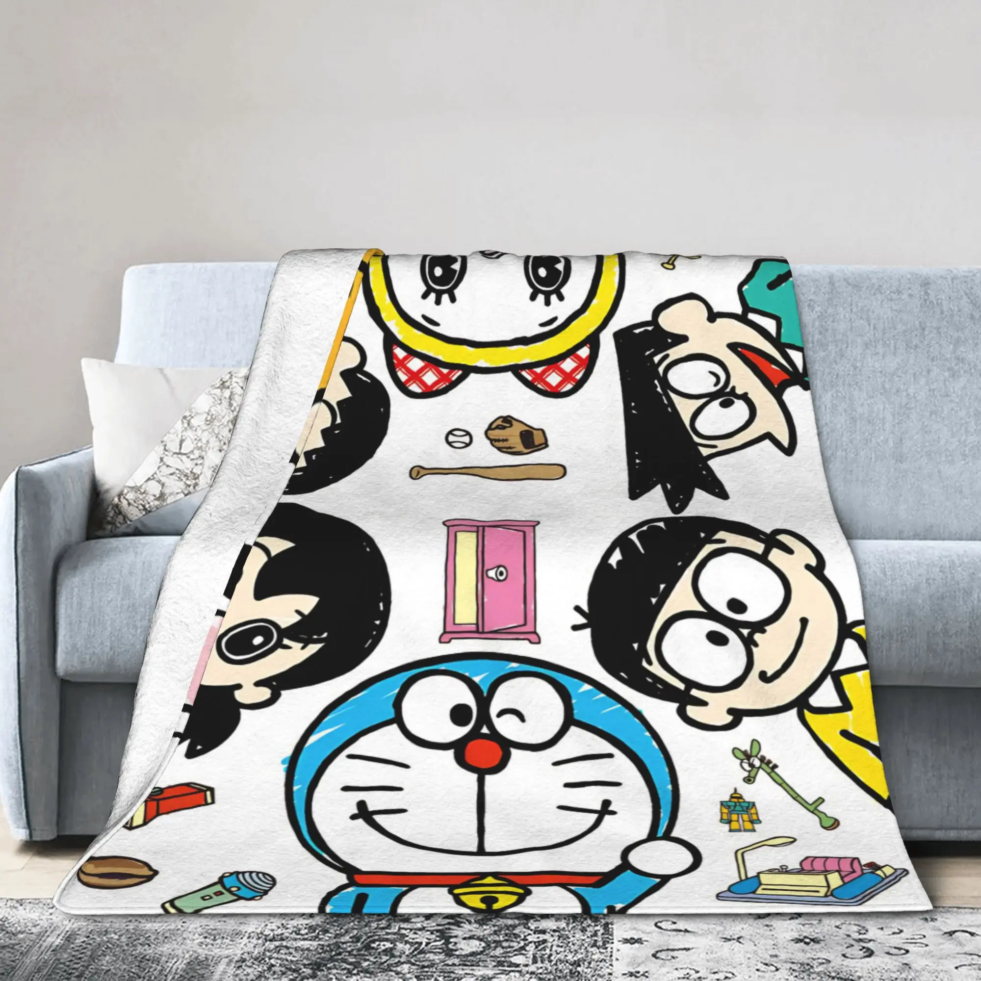 D-Doraemons Anime Cat Blanket Fleece  Soft Throw Blankets for Home Couch Bedroom Quilt