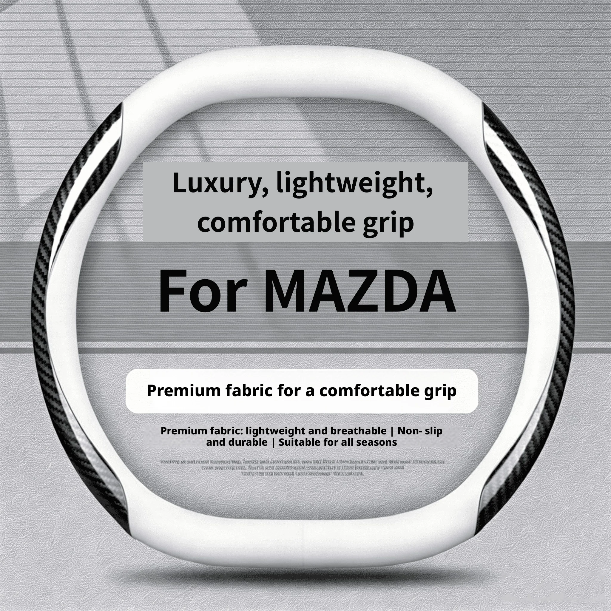 37-38CM carbon fiber patterned steering wheel cover suitable for Mazda3 Turbo, Mazda6 Sport, CX-50 Turbo, CX-90 PHEV, MX-5 RF