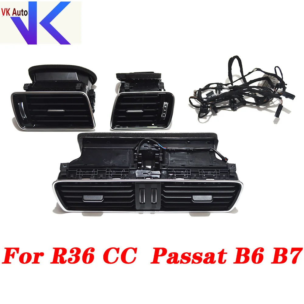 Car Dashboard Air Conditioning Air Vents + Cable Harness Connector left hand drive Set For R36 CC For Passat B6 B7 3AD 819 728 A