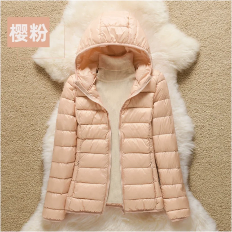 2025 new arrivals women hooded lightweight down jacket autumn winter korean slim fit female Short White Duck Down coat