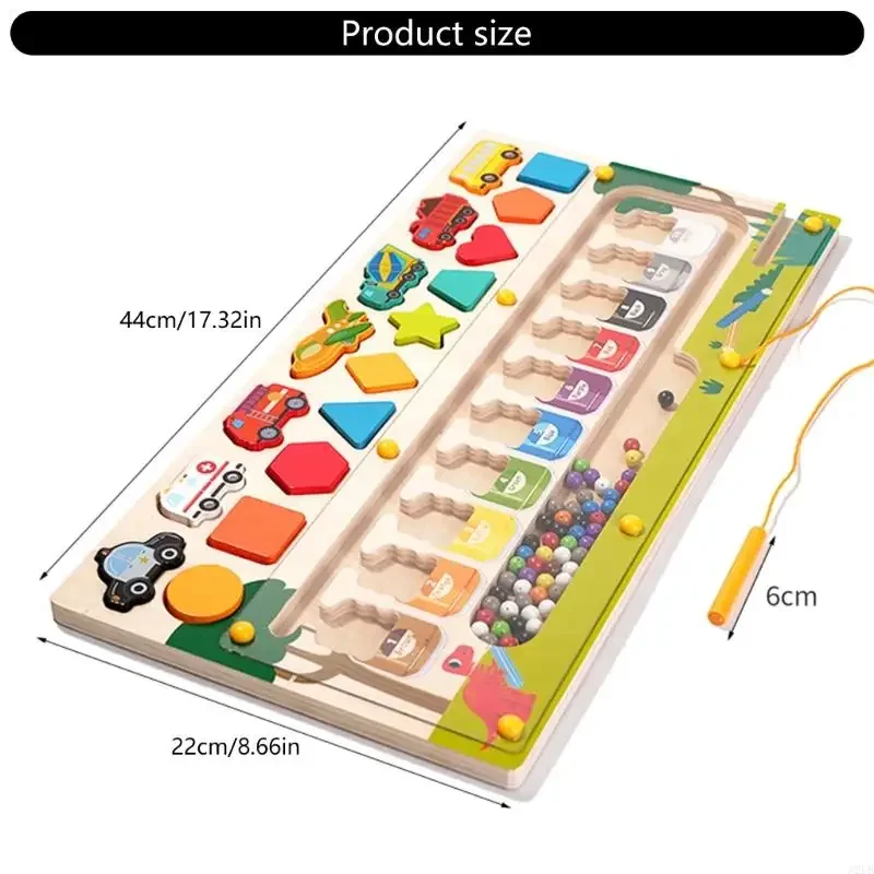 Colorful Wooden Puzzle Beads Maze Toy For Kids Fine Motor Skills And Color Recognition Educational Board 15UB