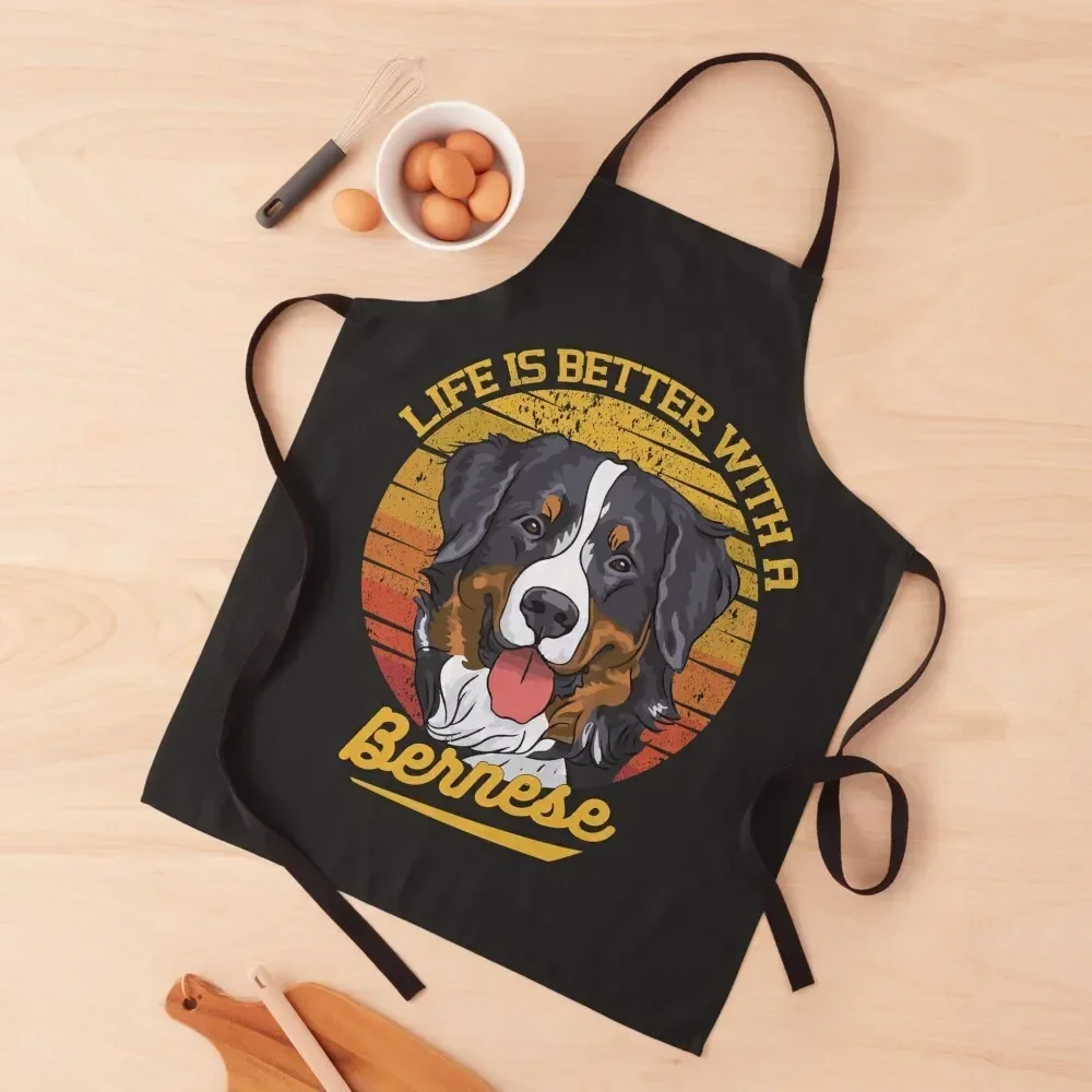 

Bernese Mountain Dog Lover Cartoon Apron useful gadgets for home Art For Home Accessories Women's Dress Apron