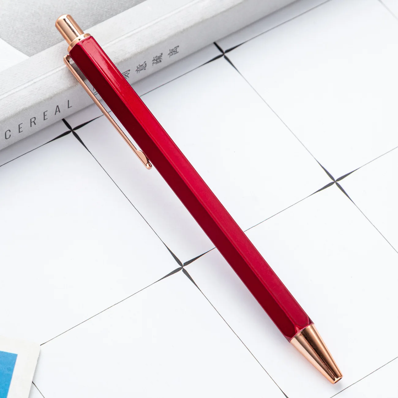 1 Piece Lytwtw's Creative Ballpoint Hexagon Metal press Pen Stationery School Office Supply image 6