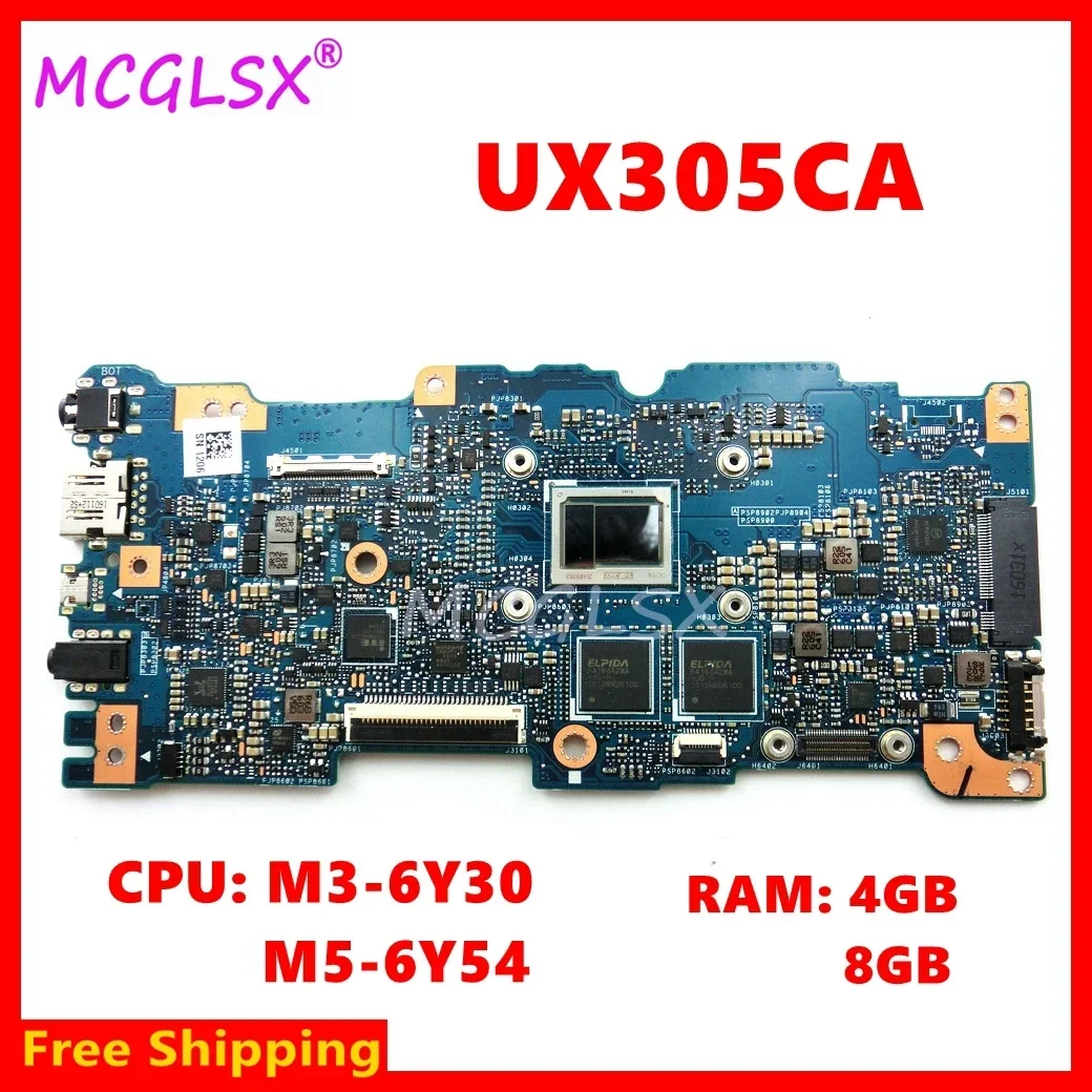 UX305CA M3-6Y30/M5-6Y54 CPU 4G/8G-RAM Notebook Mainboard For ASUS UX305 UX305C UX305CA Laptop Motherboard 100% Test OK