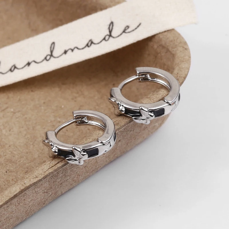 PONYKISS 925 Sterling Silver Enamel Butterfly Hoop Earrings for Women Minimalist Cute Fine Jewelry Insect Accessories image 3