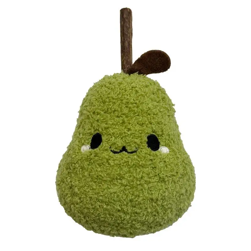 Cat Chew Toys For Aggressive Chewers Cute Pear Design Wood Cat Chew Toy Stick Human-Pet Interactive Plush Teether Bite-Resistant