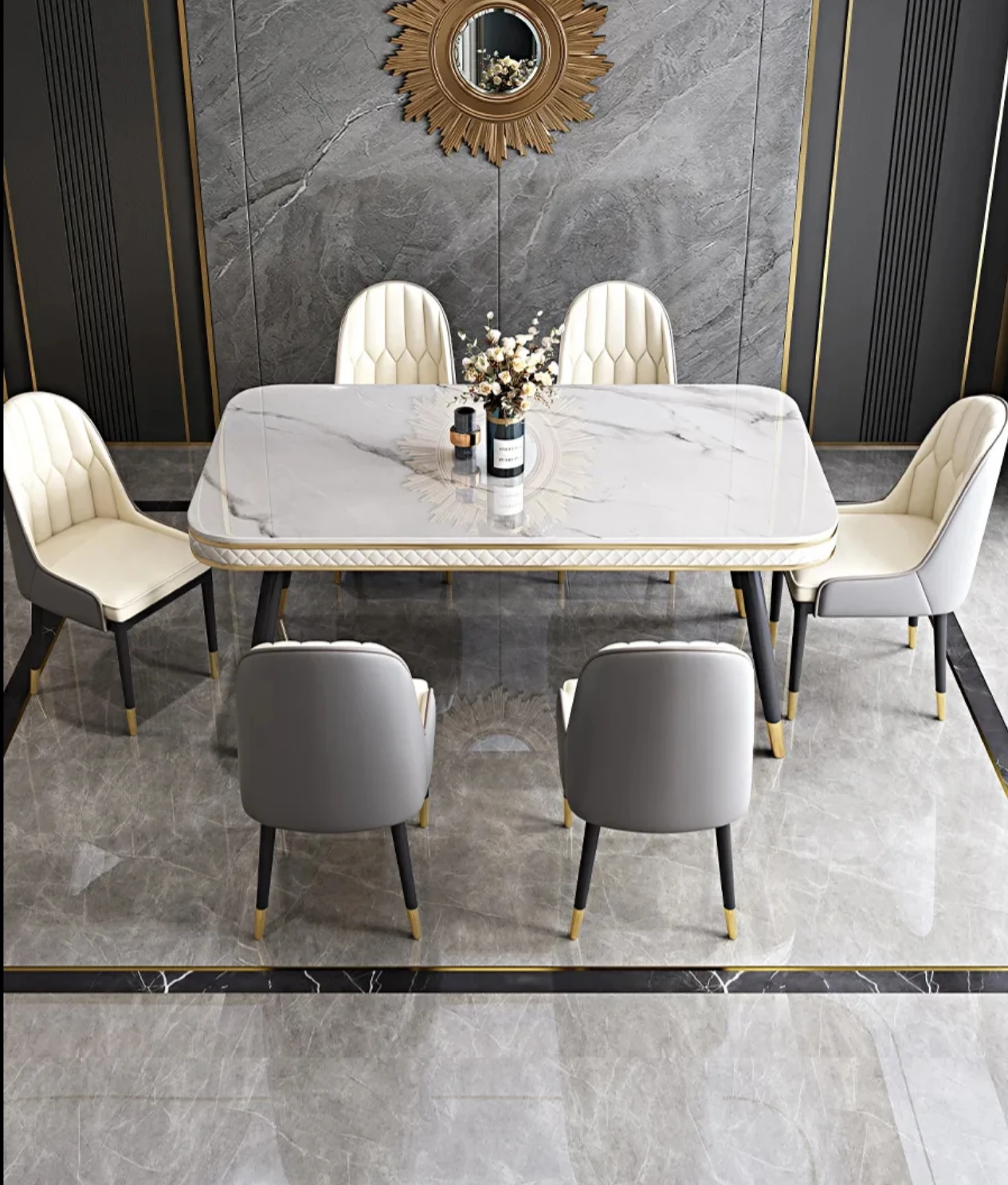 

Table High Quality Home Dining Table Chair Combination Marble Dining Table set