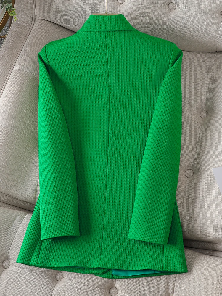 Blazer da donna autunno inverno capispalla verde nero beige cappotto da donna monopetto a maniche lunghe con tasca