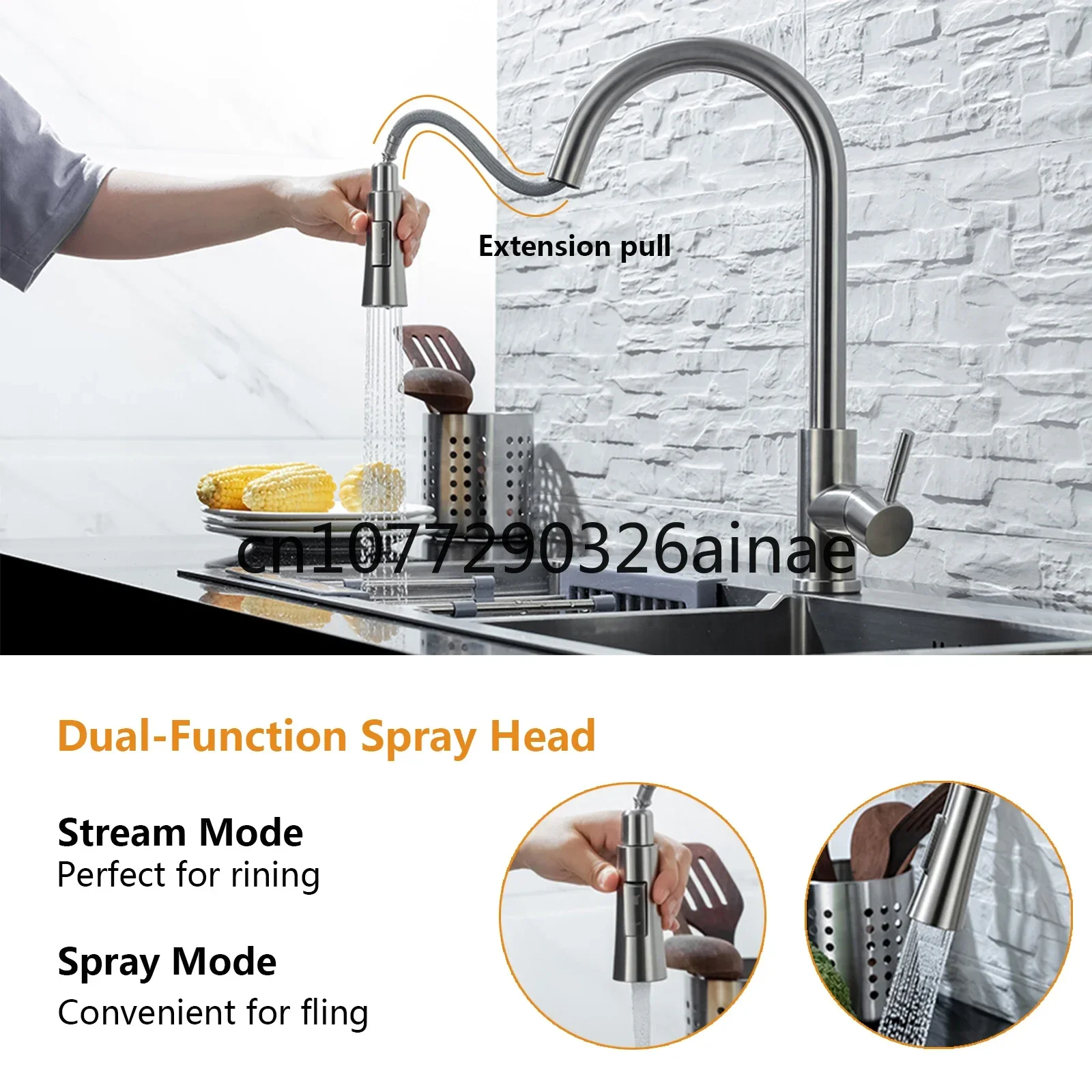 Kitchen Faucet Pull Out  Brushed Nickle Sensor Stainless Steel Black Smart Induction Mixed Tap Touch Control Sink Tap