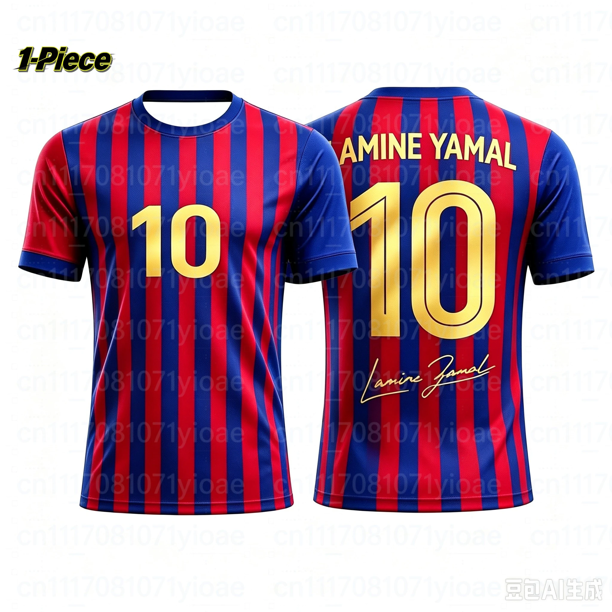 2-teiliges Set Yamal # 10er-Set Gestreifte Fußballtrikots für die Familie, atmungsaktives Spezial-Set für Erwachsene und Kinder – Detail 5
