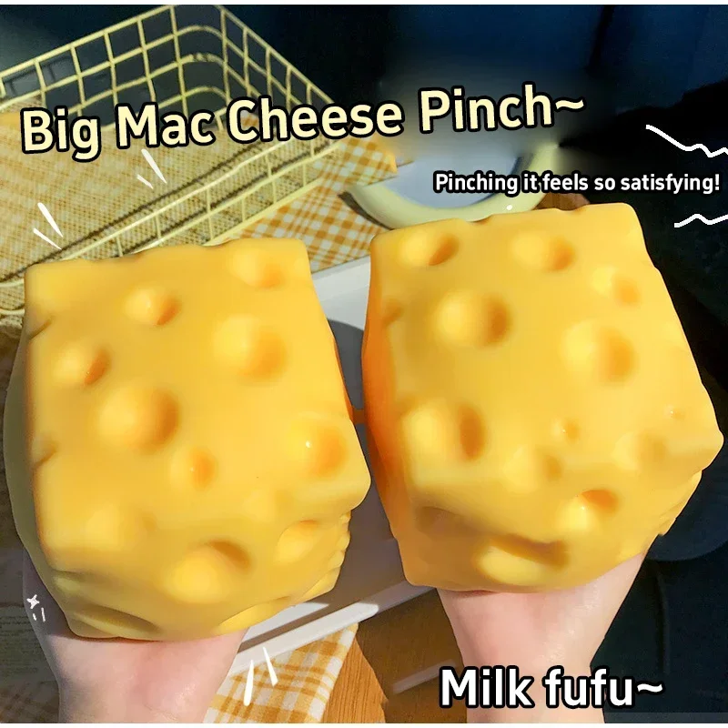 1/2pcs Simulate Cheese Slow Rebound Toy Shapeable Office Decompression Slow Rebound  Decompress Knead Cheese Pinching Ornament