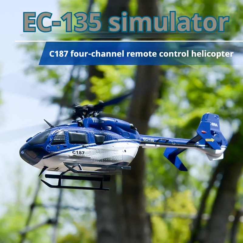 RC ERA EC135 Realistic Remote-Controlled Helicopter C187 Four Channel Single Blade Armed Helicopter Simulation Model Toy Gift