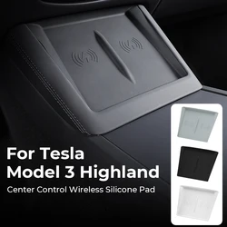 Silicone Wireless Charging Pad Charger Protect Cover Car Accessory Non-Slip Dust-Proof Mat For Tesla Model 3 Highland 2023 2024