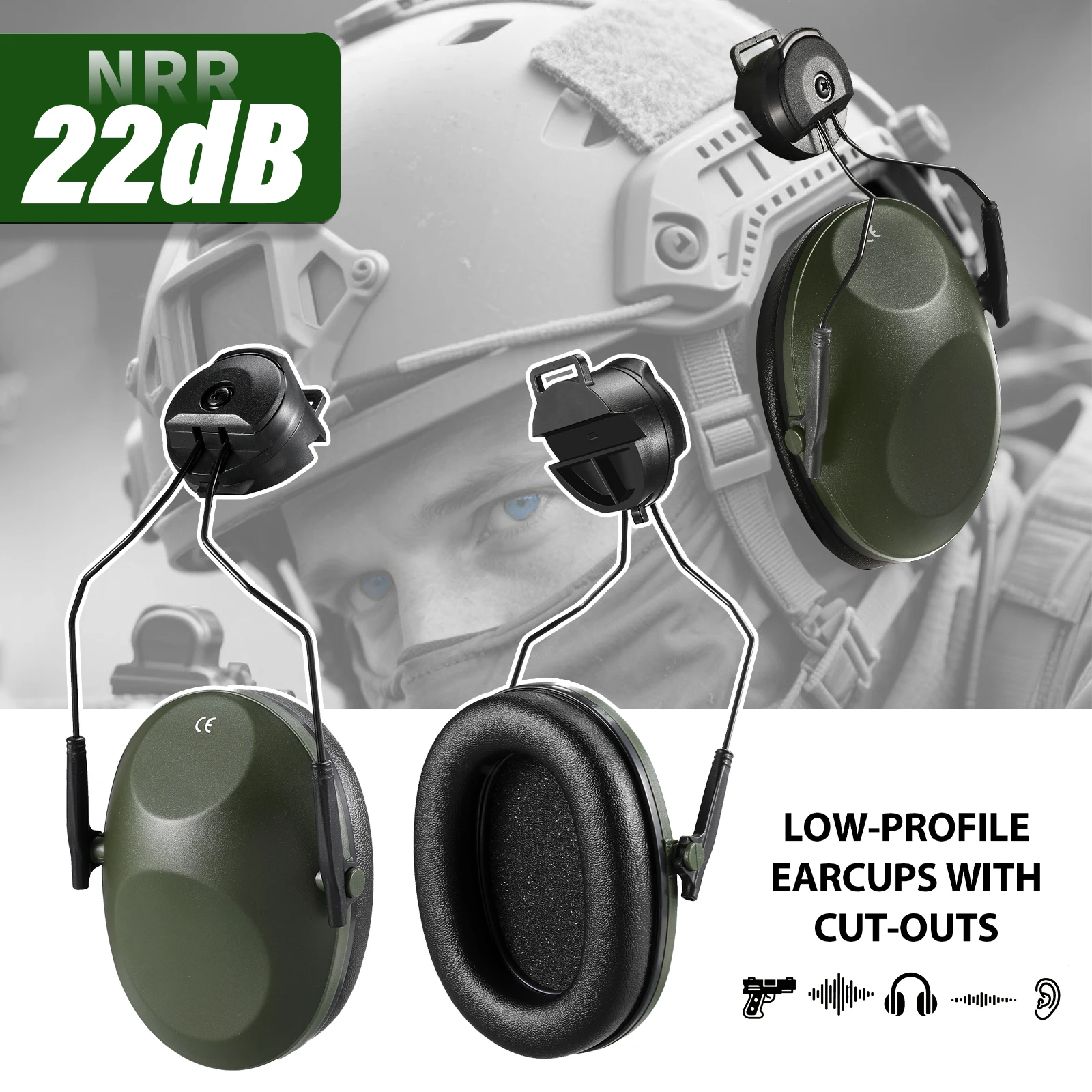 

V10 Anti-Noise Ear Muff Tactical Hunting Ear Defenders Hearing Protection Soundproof For Shooting fit for FAST/ACH/MICH Helmet