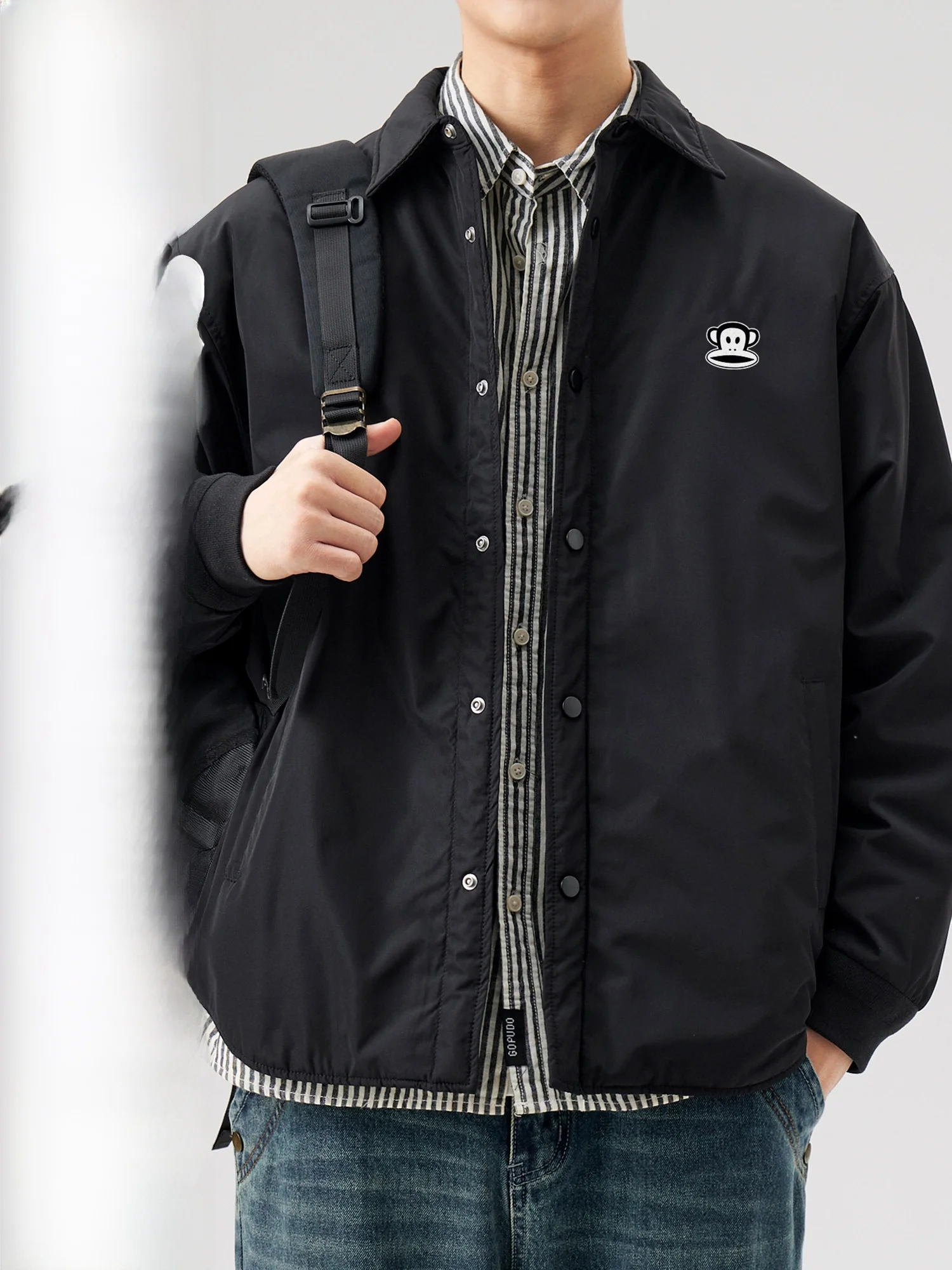 

Пуховик Paul Frank: легкий, повседневный, свободного кроя, с отложным воротником, для мужчин, молодежный, на каждый день