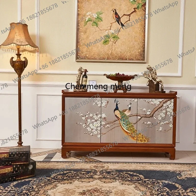 

American living room dining side cabinet entry new Chinese walnut mahogany solid wood porch decorative foyer cabinet