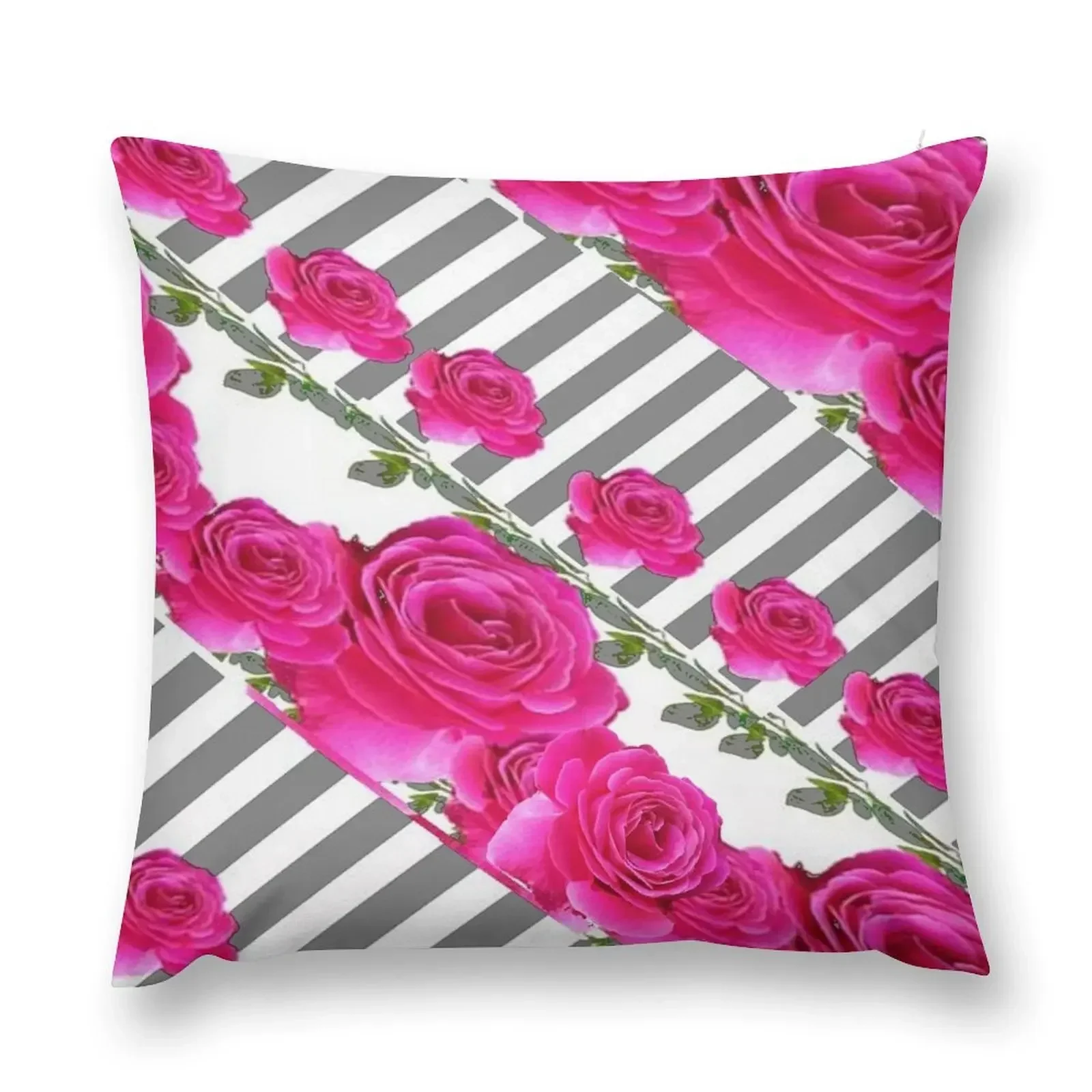 GREY ART CERISE PINK ROSE GARDEN Throw Pillow Ornamental Pillow Decorative Cushions pillow pillowcase