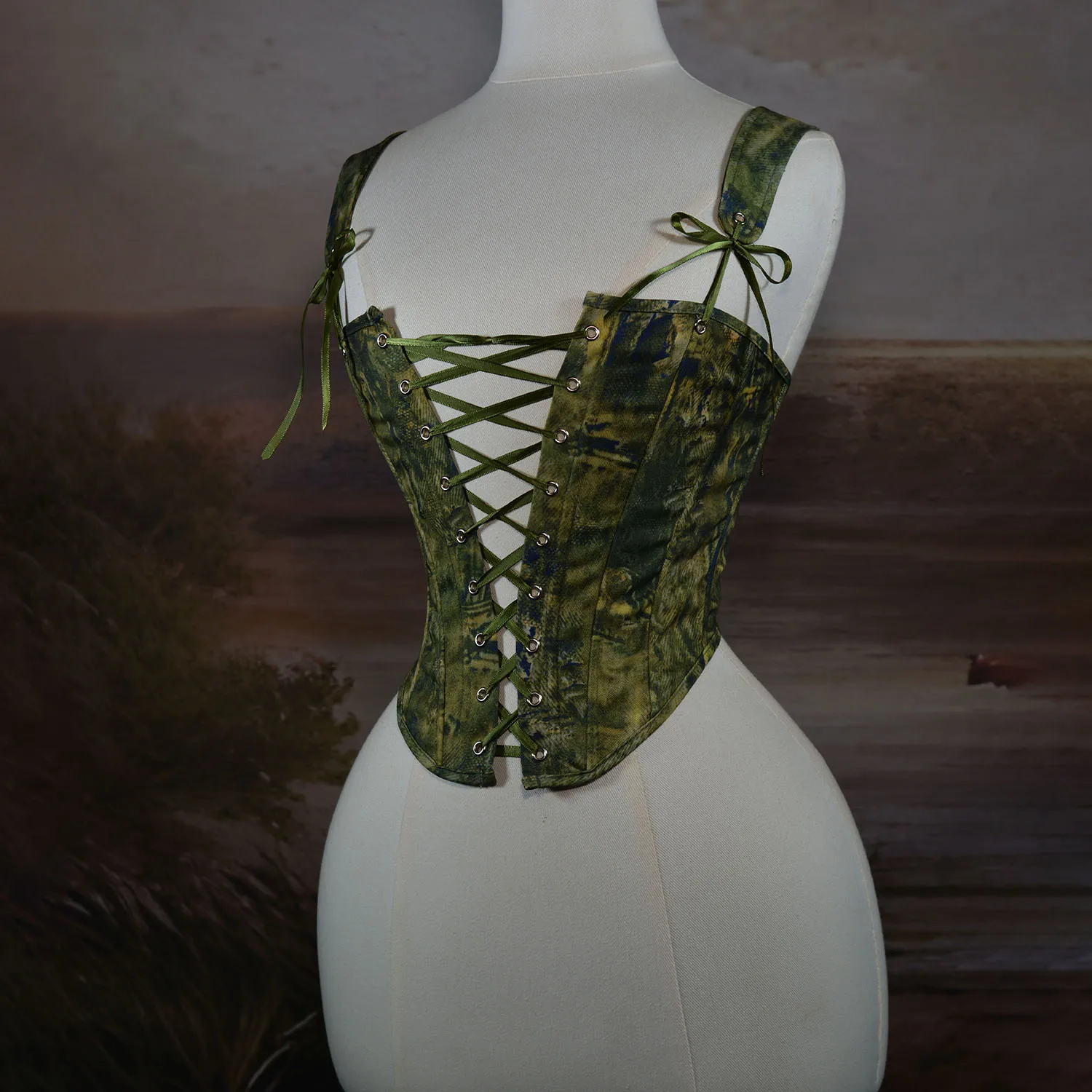 Fashion Versatile Camouflage Front Strap Fishbone Shapewear Corset