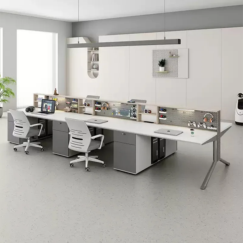 Desk Staff Staff Simple Modern Double Quad Hole Board Hanging Board Storage Screen Table and Chair Combination