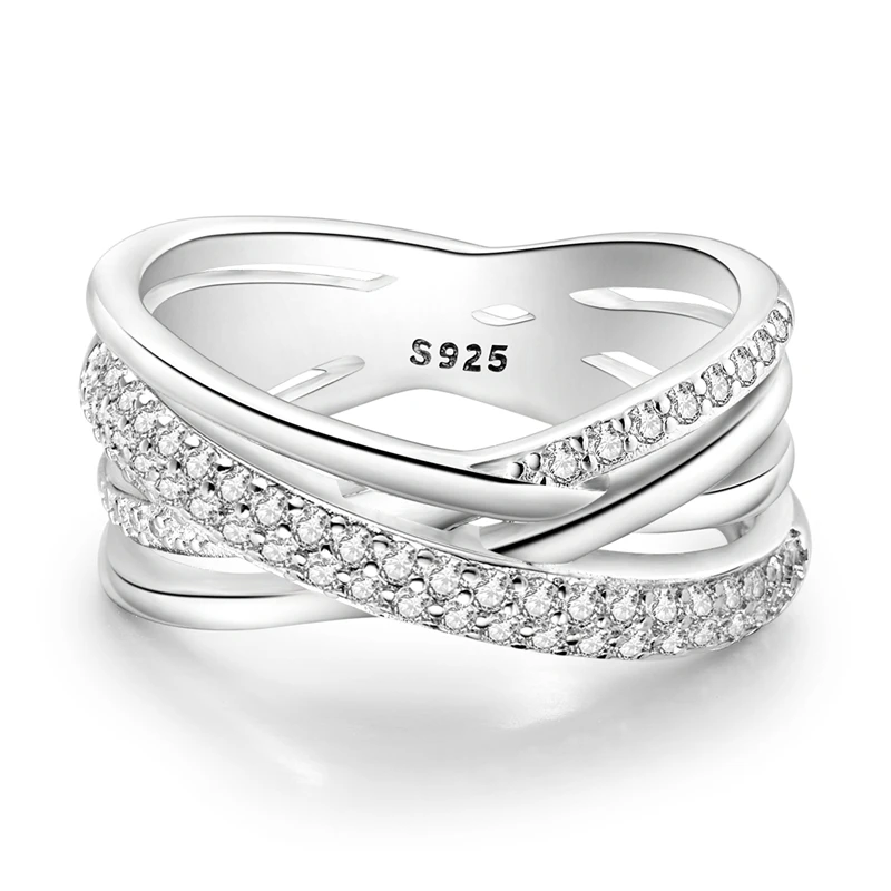 

Оригинальные кольца из стерлингового серебра 925 пробы, широкие кольца-кроссоверы с несколькими кольцами для женщин и девочек, ювелирные изделия, подарки на день рождения, годовщину