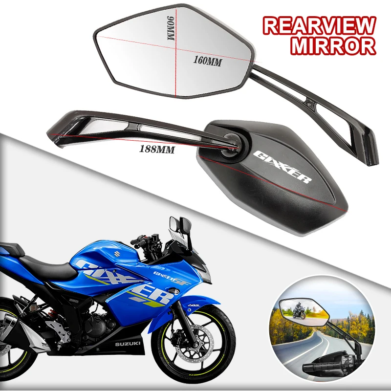 2pcs Wide Angle Adjustable Motorcycle Rearview Mirrors Side View Mirrors For SUZUKI GSXS750 GSXS150 150 GSX-S250 GIXXER 150