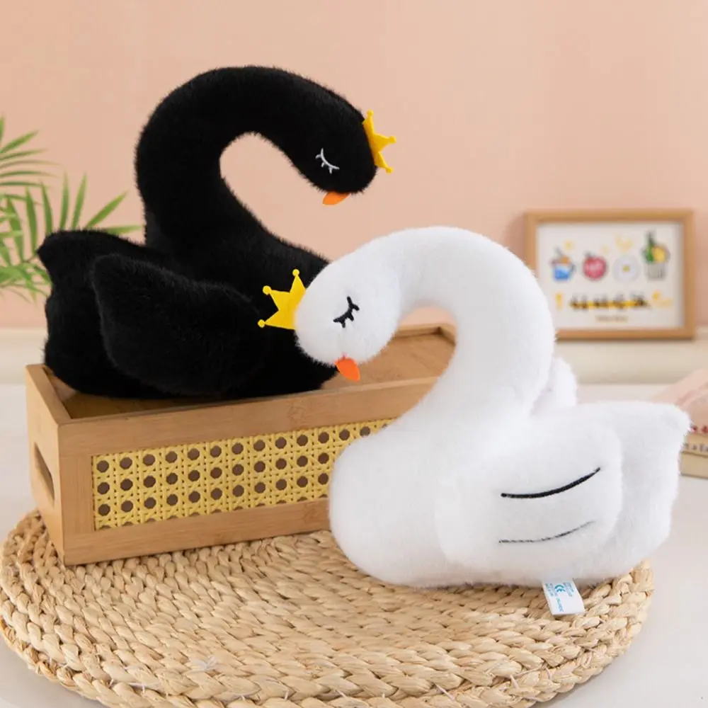Soft Material White Goose Plush Toys Stuffed Doll Simulation Black Duck Plush Doll PP Cotton 21cm Desktop Companion