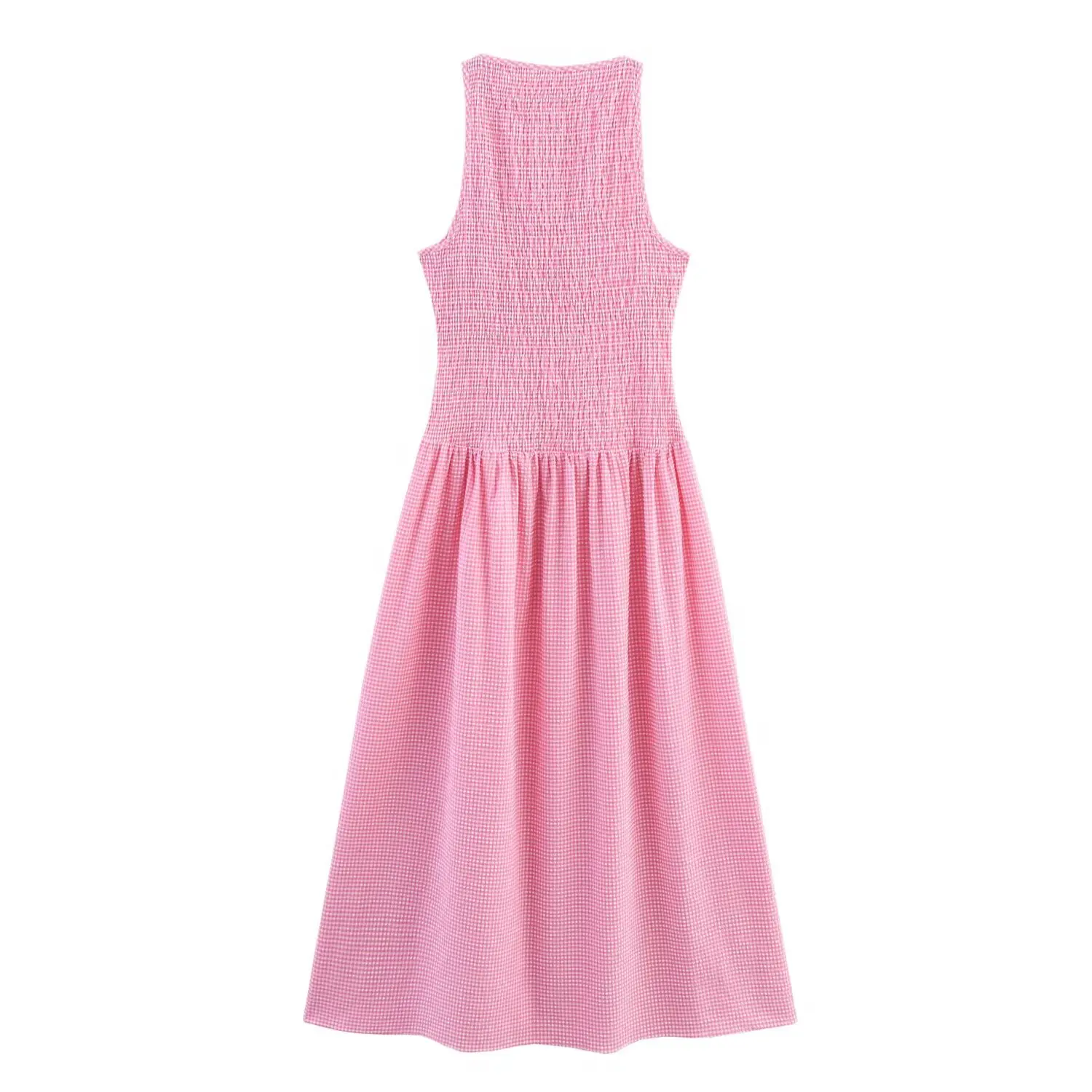 Kondala chique rosa xadrez y2k vestido da mulher moda 2025 verão causal férias tanque vestido plissado streetwear feminino festa vestidos
